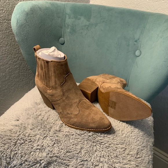 Taupe Suede Boho Booties 7 - Picture 5 of 8